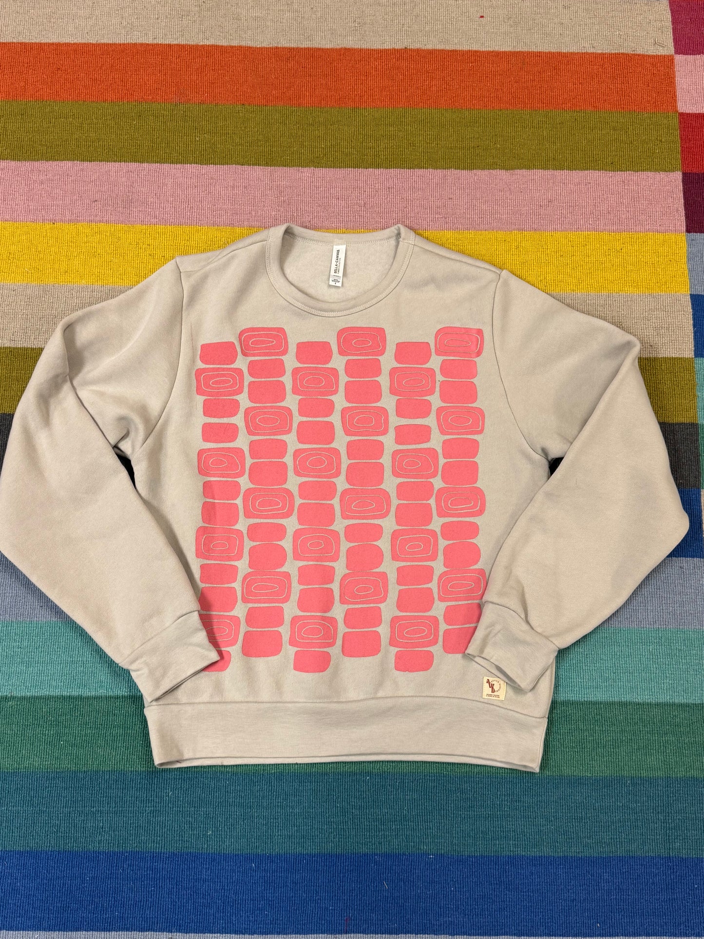 Printed fleece lined crew - small