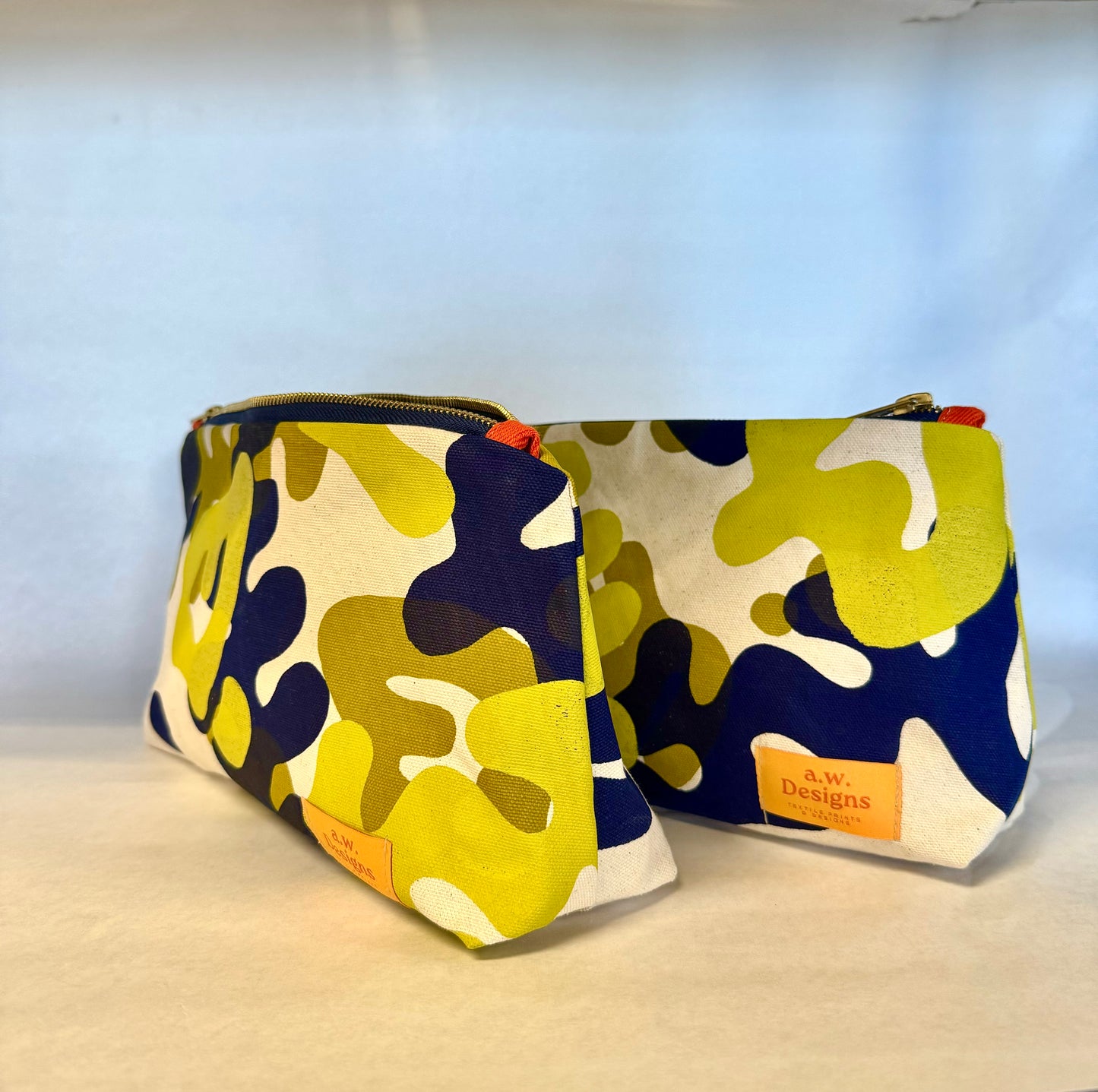 Travel pouch - Wonder print in navy/green