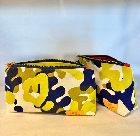 Travel pouch - Wonder print in navy/green