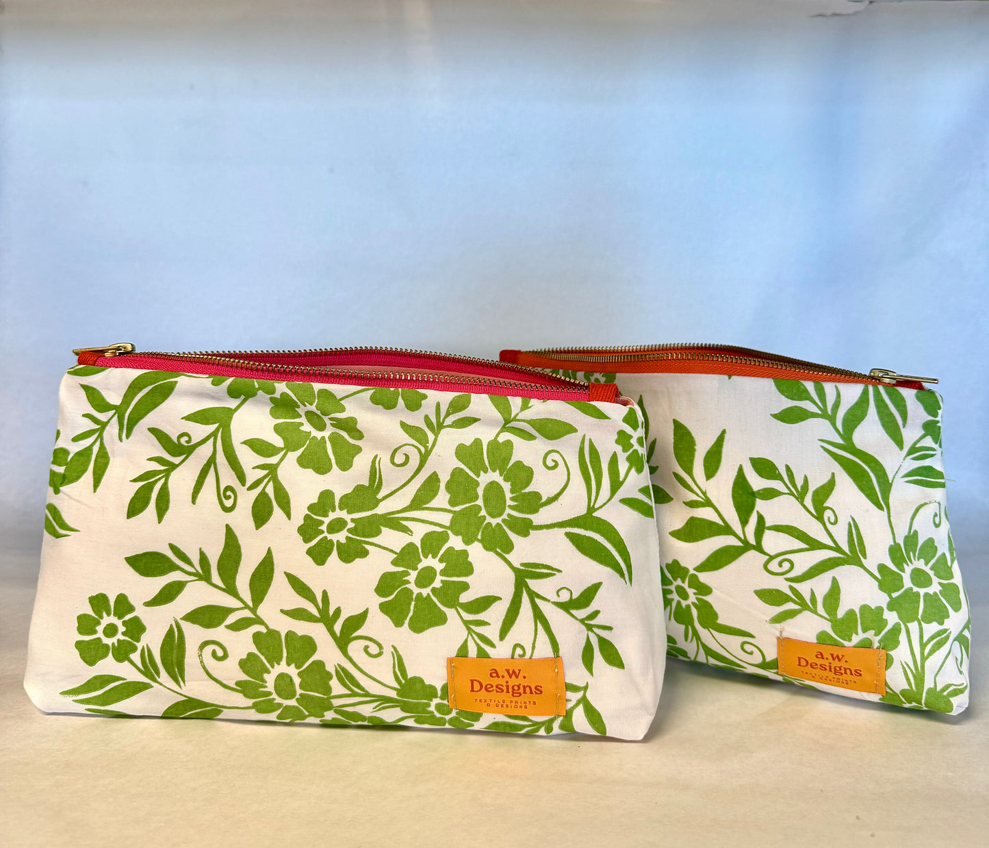 Travel pouch - green floral